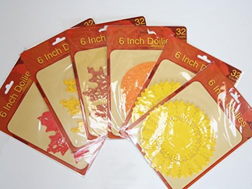 Pack of 6 Sets of Fall Flower and Leaf Shaped 6" Doilies - 32 in Each Pack