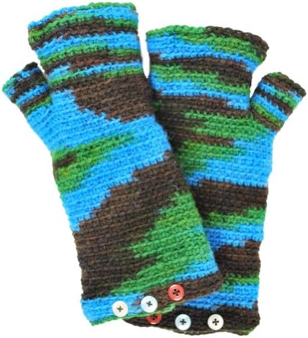 Silly Yogi winter hand knit buttoned handwarmer/gloves