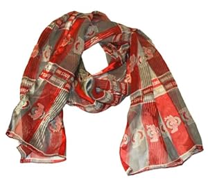 Ohio State Buckeyes Kupapa Women Red Gray Sheer Thin Fashion Scarf (55