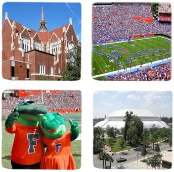 Florida Gators Botticino Marble Photo Coaster Set of Four Coasters