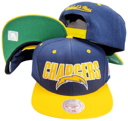 mitchell & ness san diego chargers navy yellow visor flasback snapback hat cap
