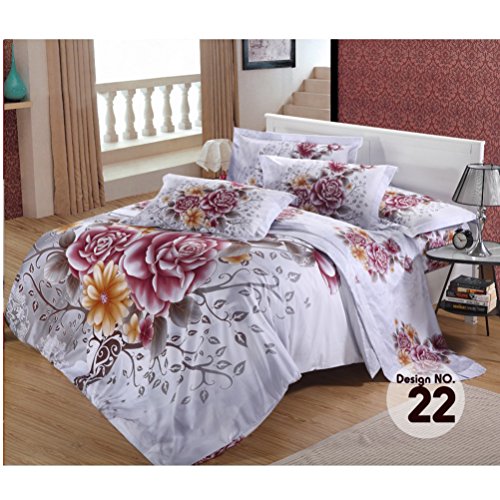 Home Textiles 3D Osaka Flower Bed Set Bedding Sets King size Reactive Printing Bedclothes Duvet Cover 3D Flat Sheet Bedspread 1000TC HT 011 No 022 Free UPS Shipping