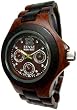Tense Two Tone Sandalwood Triple Dial Mens Round All Wood Watch G4300SD DF