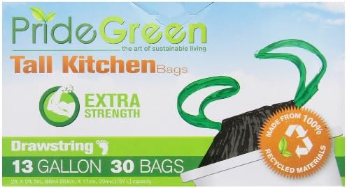 Pridegreen Recycled Drawstring Bag, 13 Gallon, 30 Count (Pack of 2)