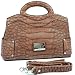 Dasein Designer Inspired Croco Embossed Satchel Bag Brown Simulated Leather