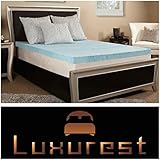 Memory Foam Mattress Topper | Gel Infused | 4 Inch | This #1 Best Selling Pad Cradles Your Body Reducing Stress on Pressure Points Joints and Muscles. Made in the USA. Sold Exclusively By LuxurestLLC.