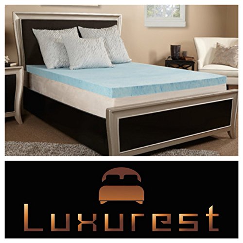 Memory Foam Mattress Topper | Gel Infused | 4 Inch | This #1 Best Selling Pad Cradles Your Body Reducing Stress on Pressure Points Joints and Muscles. Made in the USA. Sold Exclusively By LuxurestLLC.