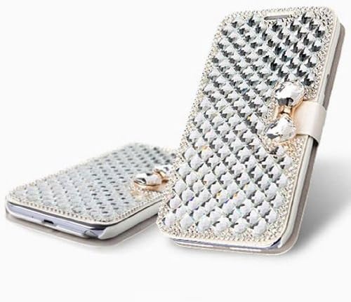Samsung Galaxy J7 Case, Case - 3D Handmade Bling Crystal 3D Clear Crystal Transparent Rhinestone Diamond PU Leather Wallet Type Credit Card Case Cover for Bow Tie