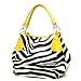 XL Yellow Zebra Designer Inspired Animal Print Handbag Purse Bag Tote