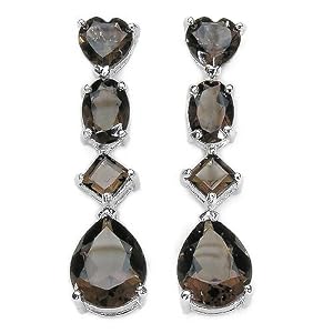 Click here to buy 7.40 carat Genuine Smoky Quartz Sterling Silver Earrings by JewelzDirect.