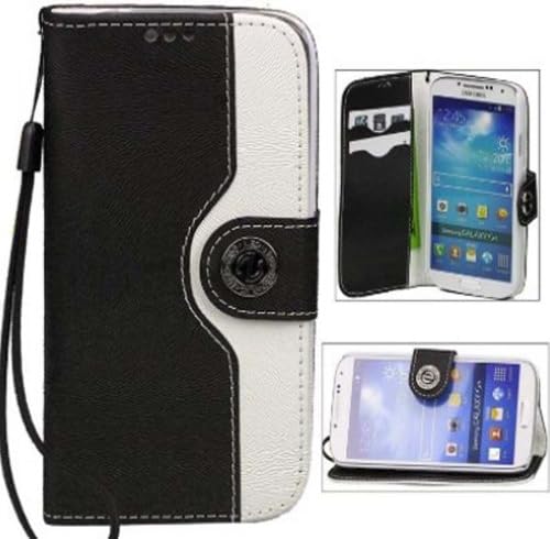 Ezydigital Bicolour Durable Stand Wallet Leather Case with Credit Card Slots Slim Fit For Galaxy S4 i9500(Black)