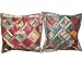 Home Decor -2 Deep Pink Blue Sari Zari Borders Toss Pillow Cushion Covers