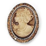 Swarovski Crystal Vintage Cameo Brooch (Burn Silver & Brown)