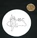 3" button / pin printed with africa, man, hunting, black and white, lion, bow, arrow, animal, plants, big cat, feline, tribal
