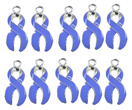 Ribbons for a Reason Awareness Ribbon Charm, Periwinkle, 10 Piece