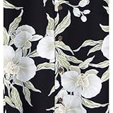 Plus Size Round Neck Long Dress - White Orchid Hawaiian Aloha Caftan/Kaftan Style Evening Dress in Black - 4X Plus