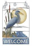 Heron Welcome Sign Home front Door Decor wall plaque patio patio decoration