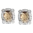 Brown Colored Stone & CZ Sterling Silver Earrings