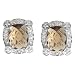 Brown Colored Stone & CZ Sterling Silver Earrings