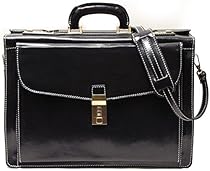 Floto Roma Litigator Briefcase in Black Italian Calfskin Leather
