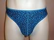 Mens BLUE LEOPARD Thong / Flatlock Front