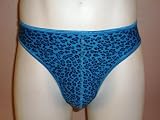 Mens BLUE LEOPARD Thong / Flatlock Front