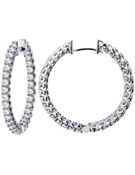 2.90 CT TW Inside/Outside Hoop Earrings in 14k White Gold U-Prong Setting