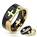 STR-0159 Stainless Steel Two Tone Cross Puzzle Ring (12)