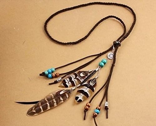 Multifunctional Feather Headdress Headwear with Beads Bohemian Indian Style Headband / Necklace Masquerade Necessary