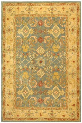 Safavieh AN544D 9-Feet by 12-Feet Anatolia Collection Handmade Hand-Spun Wool Area Rug, Light Blue and Ivory