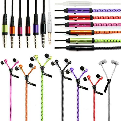 InnoLife 7pcs Mixed Colors/Set 3.5mm In-Ear Zipper Earbuds Earphone Headphone Headset With Mic Clip For iPhone/iPod/iPad/Mp3/MP4/Mac/PC/Samsung/Tablet (full Set: Total 7pcs Mixed Colors)
