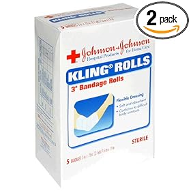 Johnson & Johnson Home Care Kling Rolls Flexible Dressing (3-Inch), 5-Count Rolls (Pack of 2)