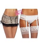 Felina Women's Sexy Lace Garter Belt and Cheetah Skirt Package