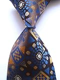 Scott Alain Creation - Neckties Classic Blue Geometric Motif 100% New Jacquard Woven Silk Men's Tie Necktie