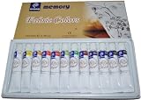 Memory Professional Artists Fabric Paint Set, 12 Colours in 12ml Alumenium Tubes, Retail Packed