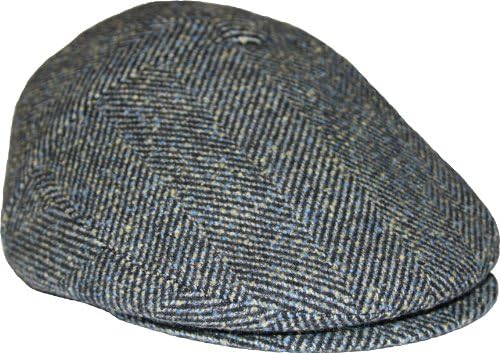 Classic Hand Crafted Herringbone Newsboy/cabbie Hat Cap (Small, Dark Blue)