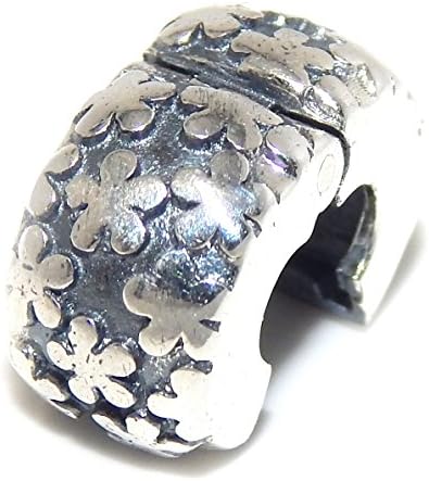 925 Sterling Silver "Flower Design Spacer" Clip Lock Charm Bead
