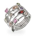 Eve's Addiction Designer Inspired Pastel CZ Sterling Silver Cable Ring, 6