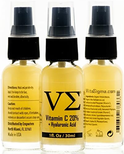 Vitamin C 20% Hyaluronic Acid 11% Niacinamide, Coq10, Astaxanthin, Hyaluronic Acid Anti Aging Treatment Bundled