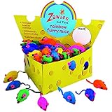 Zanies Cheese Wedge Display Boxes, 60 Rainbow-Fur Mice Toys for Cats