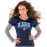 MLB Touch by Alyssa Milano Tampa Bay Rays Ladies Navy Blue Double V Triblend Premium T-shirt (X-Large)