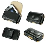 Black Leather Horizontal Excel Side Case for Motorola V750, RAZR V3, V3c, V3m, V3i, V3t, V3e, V3r / Samsung T809, U740 Alias, D807, T629, A707 SYNC, A900 Blade, U540, U700 Gleam, R500 HUE / Sanyo Katana, Katana II, KATANA DLX, LX / LG VX8700, VX8560 CHOCOLATE 3, AX565 [Retail Packaging]