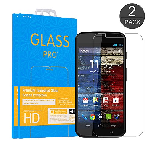 Glass Screen Protector for Moto X (1st Gen.), PENJOY MG-3 (2-Pack) Bubble Free Anti-Scratch Premium Tempered Glass Ultra Thin Crystal 2.5D Edge 9H Hardness Quality Screen Film (Retail Package)