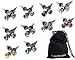 Bundle Monster Titanium Stainless Steel Synthetic Crystal Silver Spike Ear Stud Earrings Faux Taper Jewelry - 10pc Set