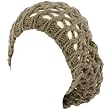 Open Crochet Net Knit Light Beret Slouch Tam Hat Gray