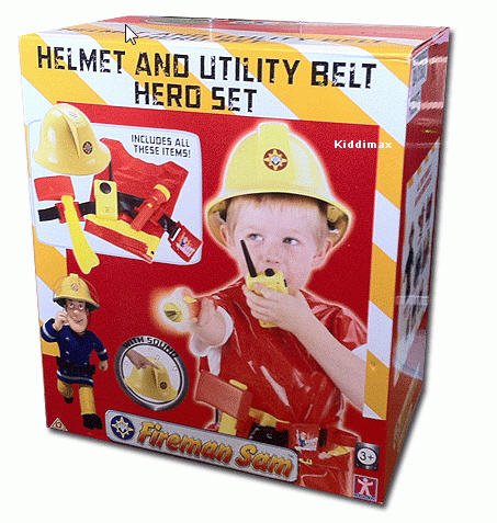 FIREMAN SAM HELMET & UTILITY BELT HERO ROLE PLAY SET w/ SOUND