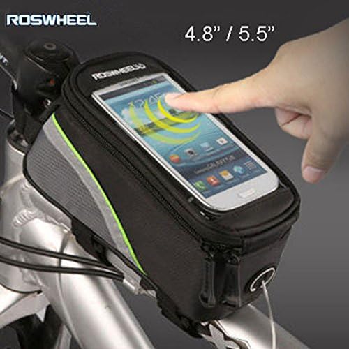 ROSWHEEL 4.8'' 5.5'' Bicycle Touchscreen Phone Bag Frame Tube Bag (Blue : M)