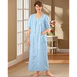 Checked Long Snap Robe, Blue, Large