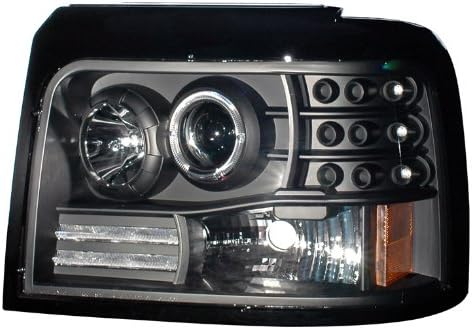 Ford F-150/F-250/Bronco 92-96 Projector Halo H.L. Black w/ Side Marker w/ Parking Lights - (Sold in Pairs)