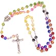 Missionary 6mm meshed-colors glass Beads Rosary - necklace (17 inches from tip of cross to end of Rosary) 5-colors.